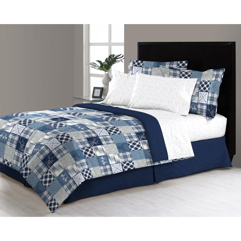 Morgan Home Lorena Reversible 8 Piece Blue Modern Patchwork Queen