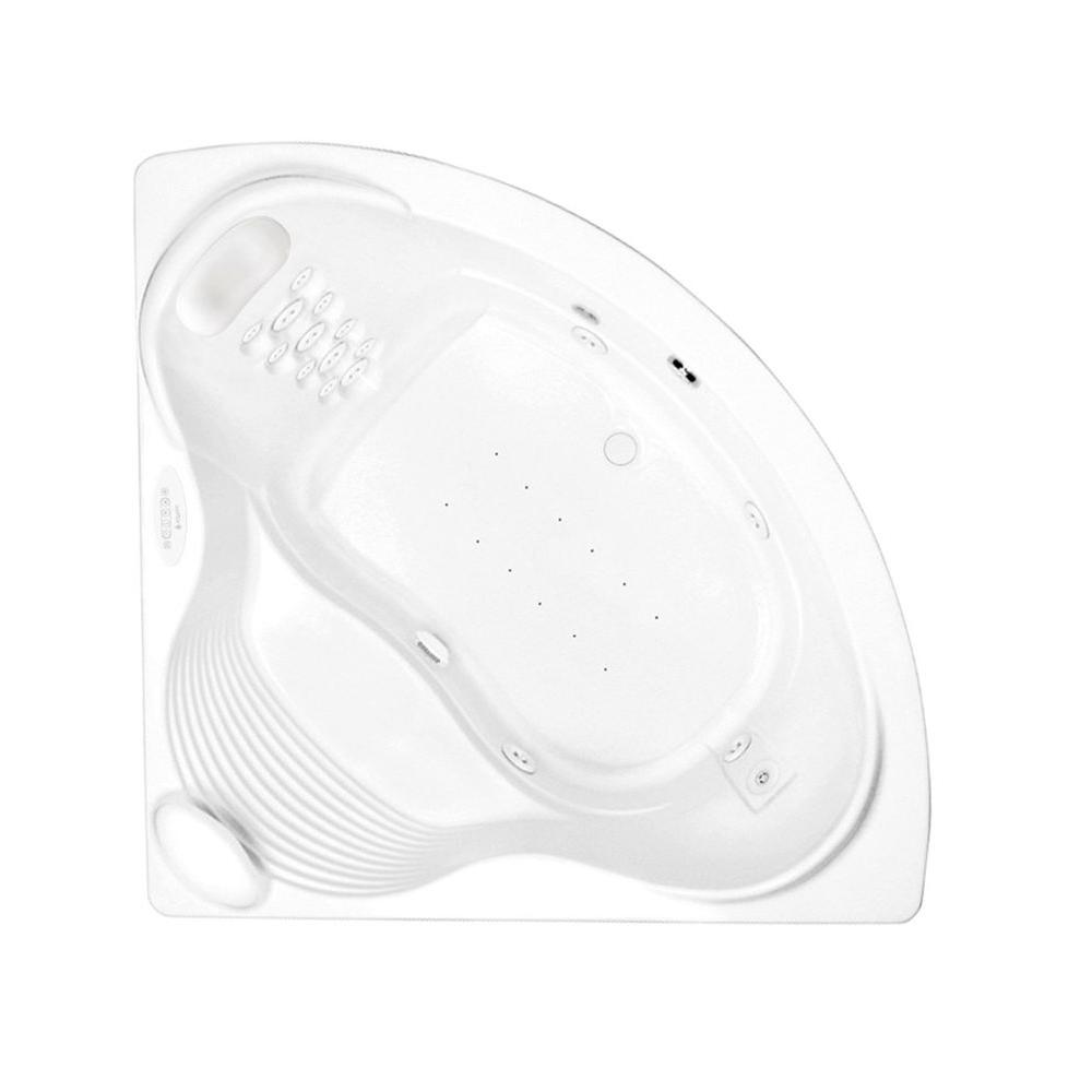 Aquatic Infinity 4 - 60 in. Acrylic Center Drain Corner Drop-In Air Bath/ Whirlpool Bathtub with Heater in White For Sale