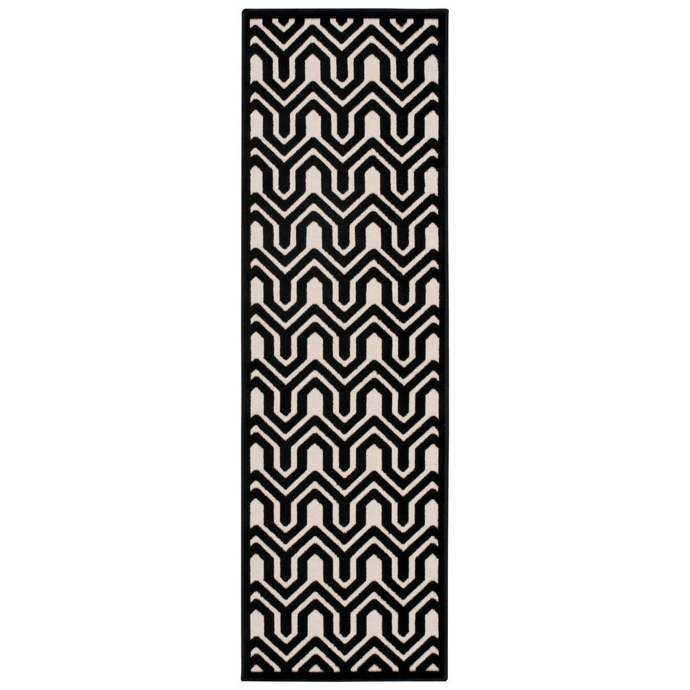 Nourison Overstock Ultima Ivory/Black 2 ft. 2 in. x 7 in. Rug Runner