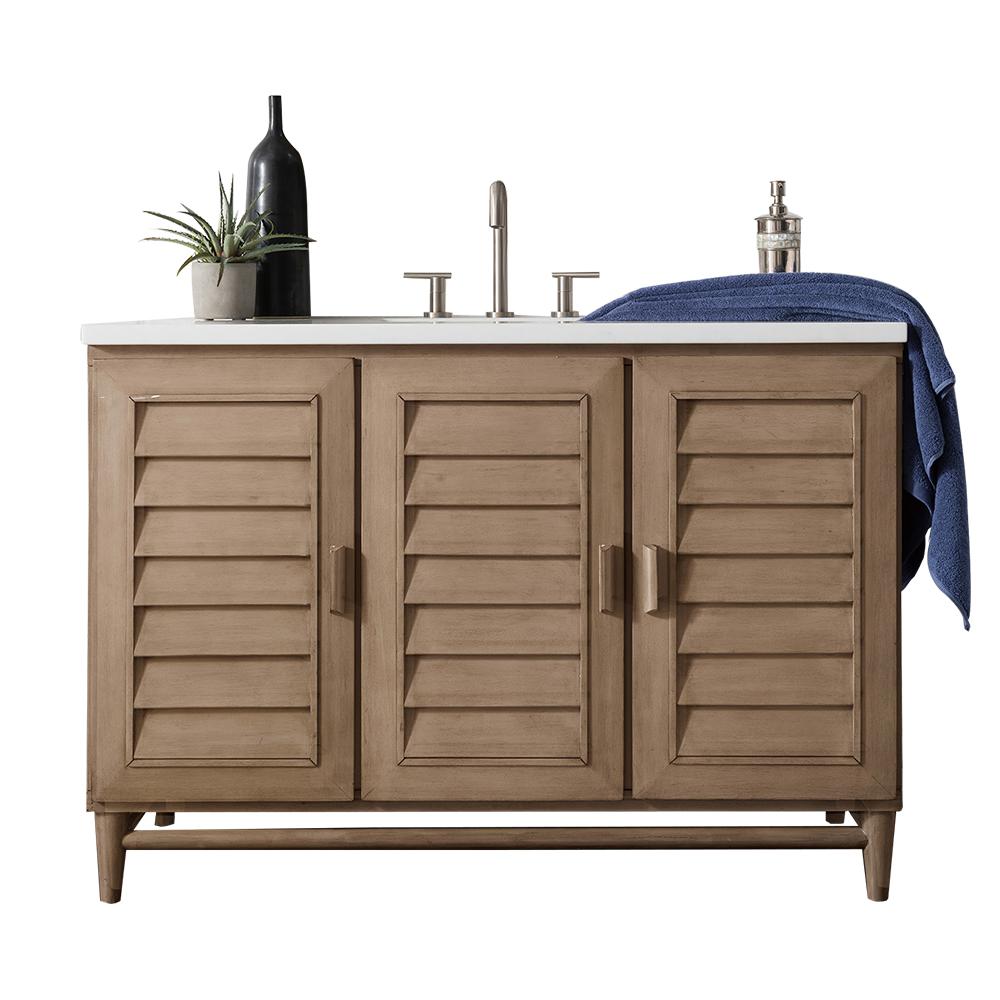 Multi Colored 48 Inch Vanities Bathroom Bath The Portland 48 In W Single Vanity Whitewashed Walnut With Marble Top Carrara
