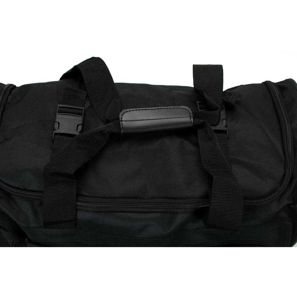 Black Rolling Duffle Bag 22&quot;L x 12&quot;W x 11&quot;H Extra-Large Wheels Heavy-Duty Zipper 675478730188 | eBay