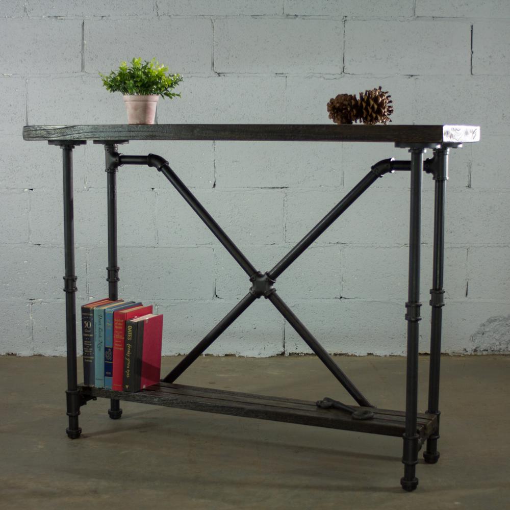 Furniture Pipeline Houston Industrial Vintage Black 2 Tier Pipe