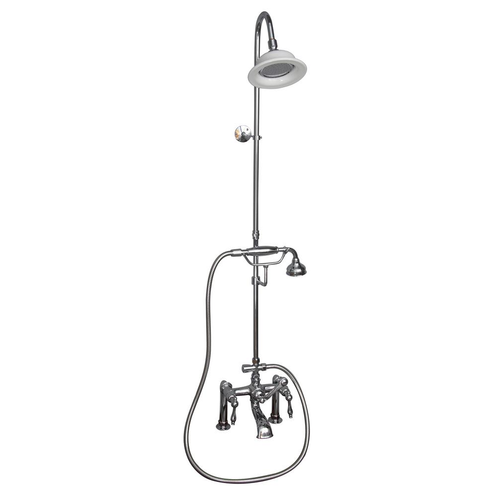 Barclay Products 3 Handle Rim Mounted Claw Foot Tub Faucet With