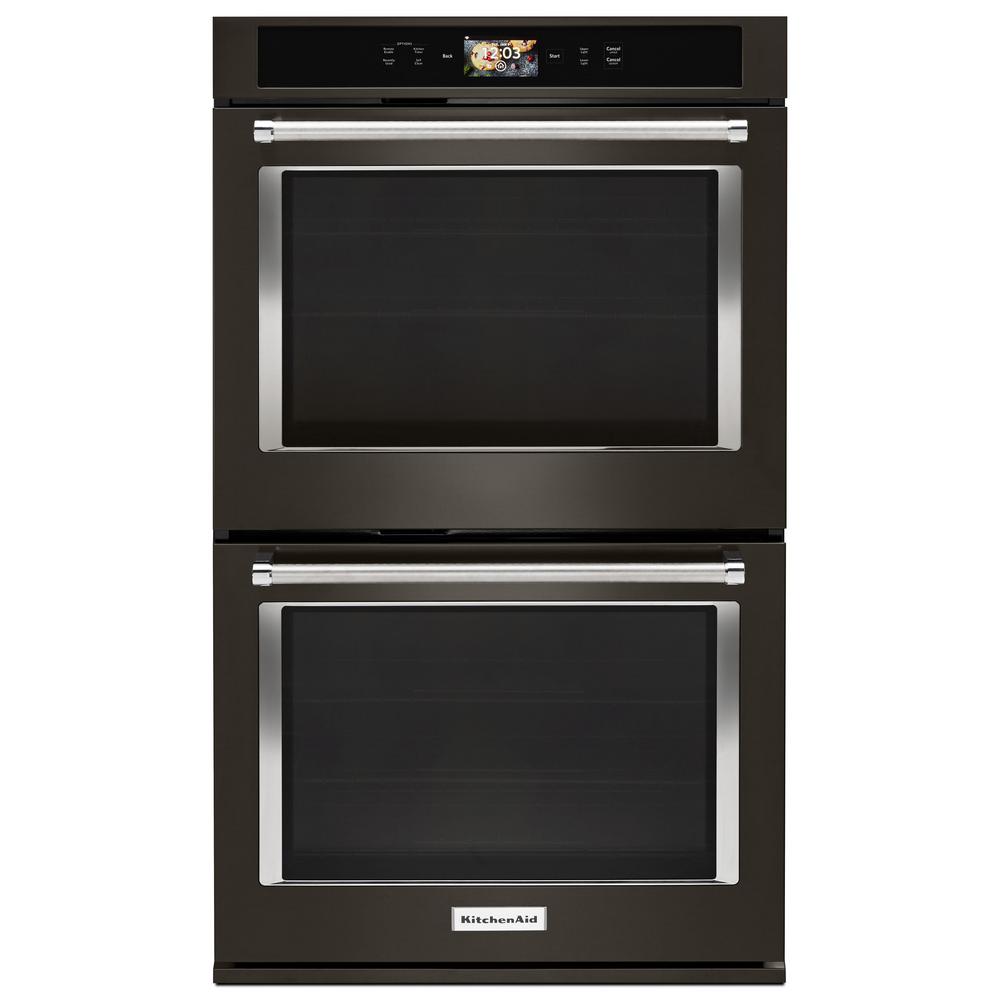 Kitchenaid 30 In Double Electric Smart Wall Oven With Ed Attachments Printshield Black Stainless Kitchenaid 30 In Double Electric Smart Wall Oven With Ed Attachments Printshield Black Stainless