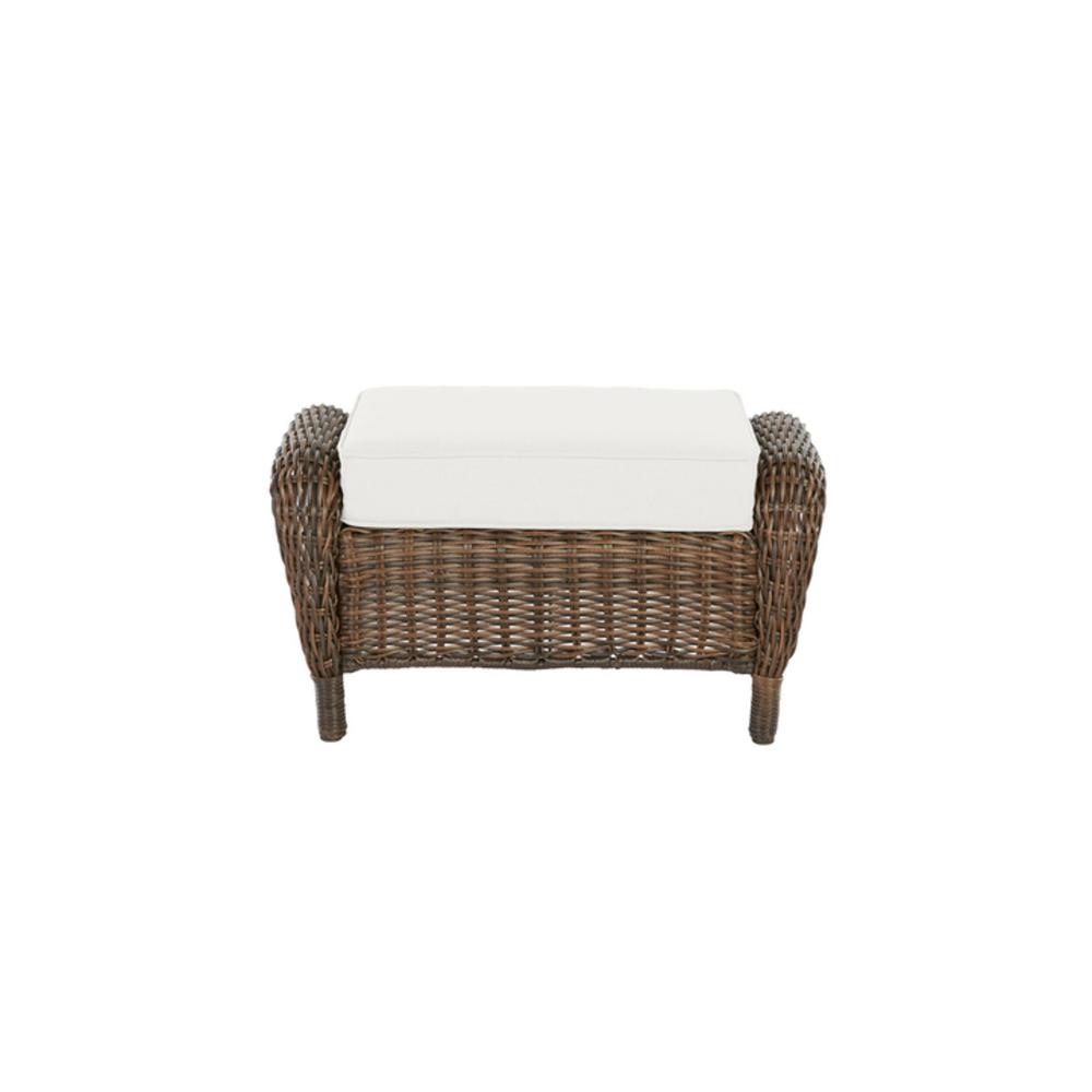 Hampton Bay Cambridge Brown Wicker Outdoor Patio Ottoman With Brown Wicker Outdoor Patio Ottoman