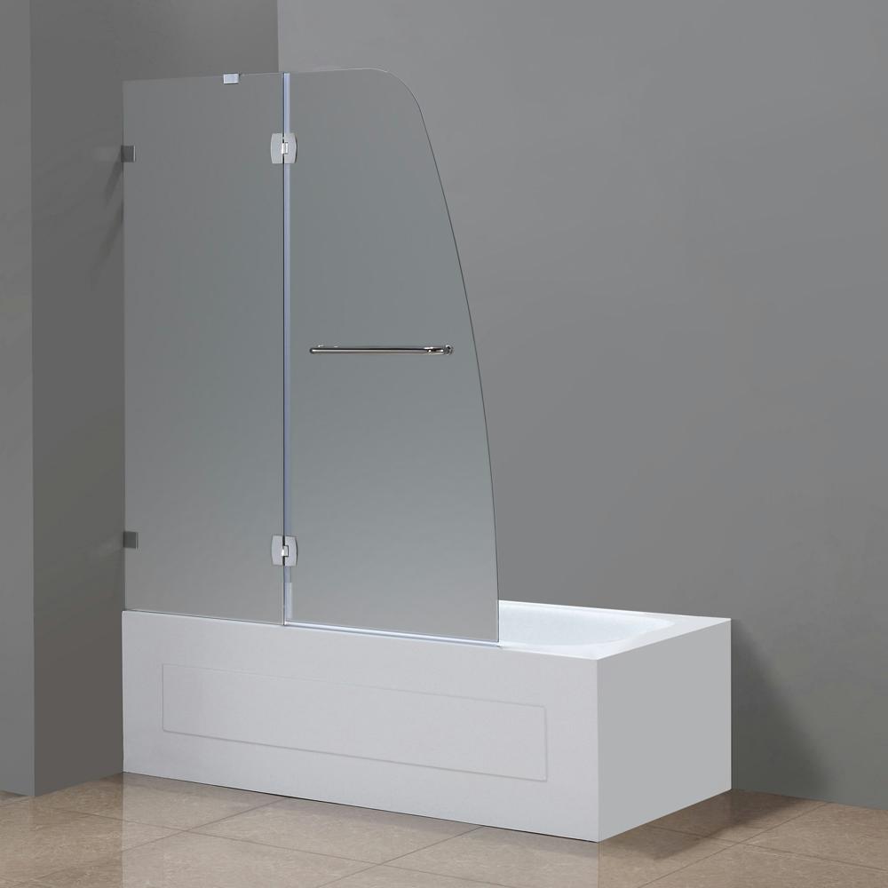 Aston Soleil 48 In X 58 Completely Frameless Hinged Tub Door Completely Frameless Hinged Tub Door With Frosted