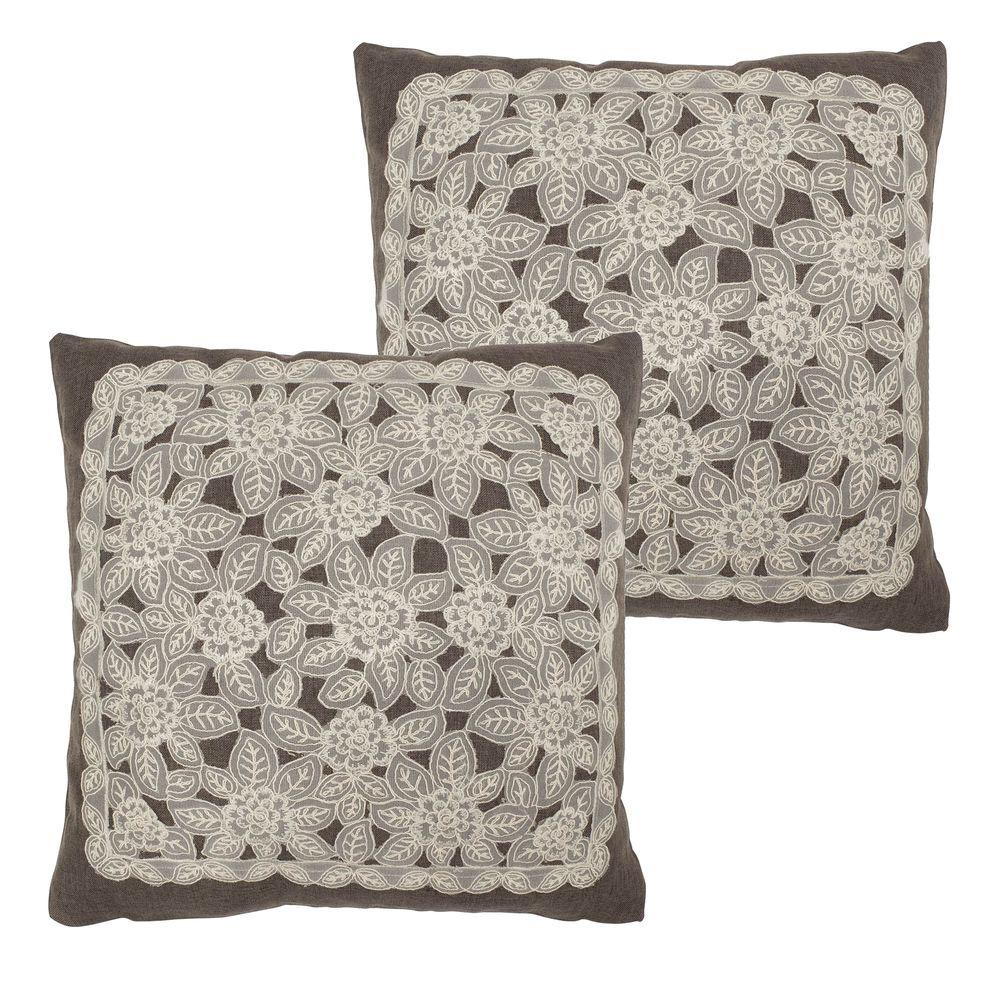 Creative Home Ideas Gretta Charcoal Polyester Slip Covers (Set of 2