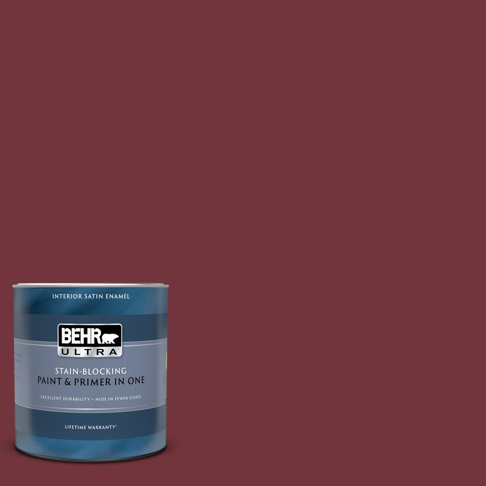 BEHR ULTRA 1 qt. #S130-7 Cherry Cola Satin Enamel Interior Paint and ...