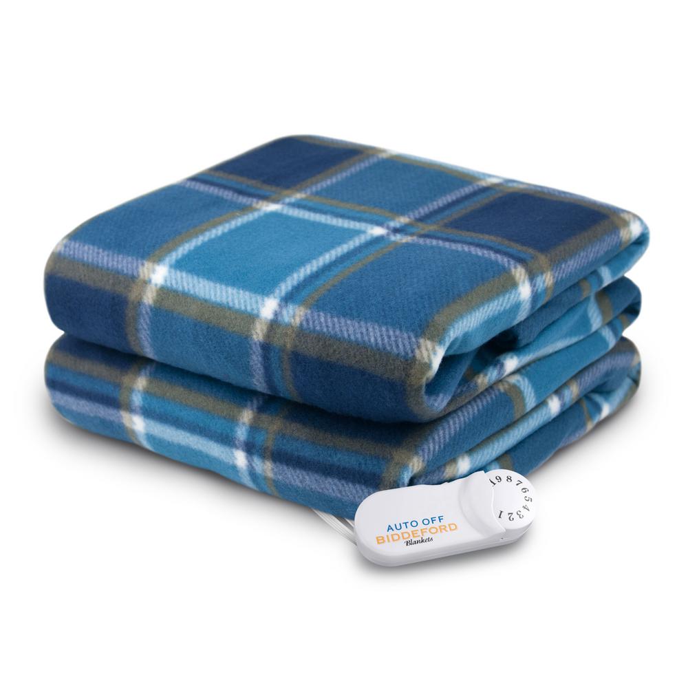 Biddeford Blankets 4440 Series Blue Plaid Color 1 Size 50 In X 62