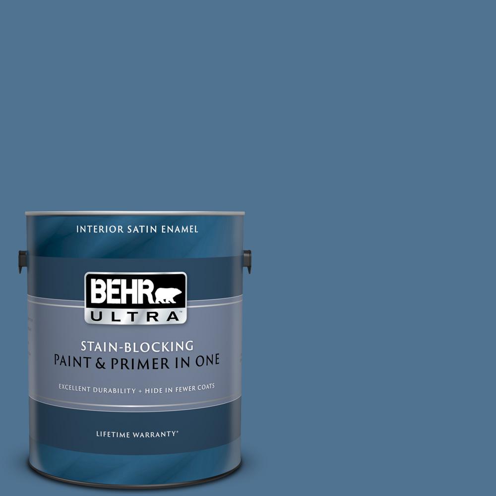 BEHR ULTRA 1 gal. PPU1418 Laguna Blue Satin Enamel Interior Paint and