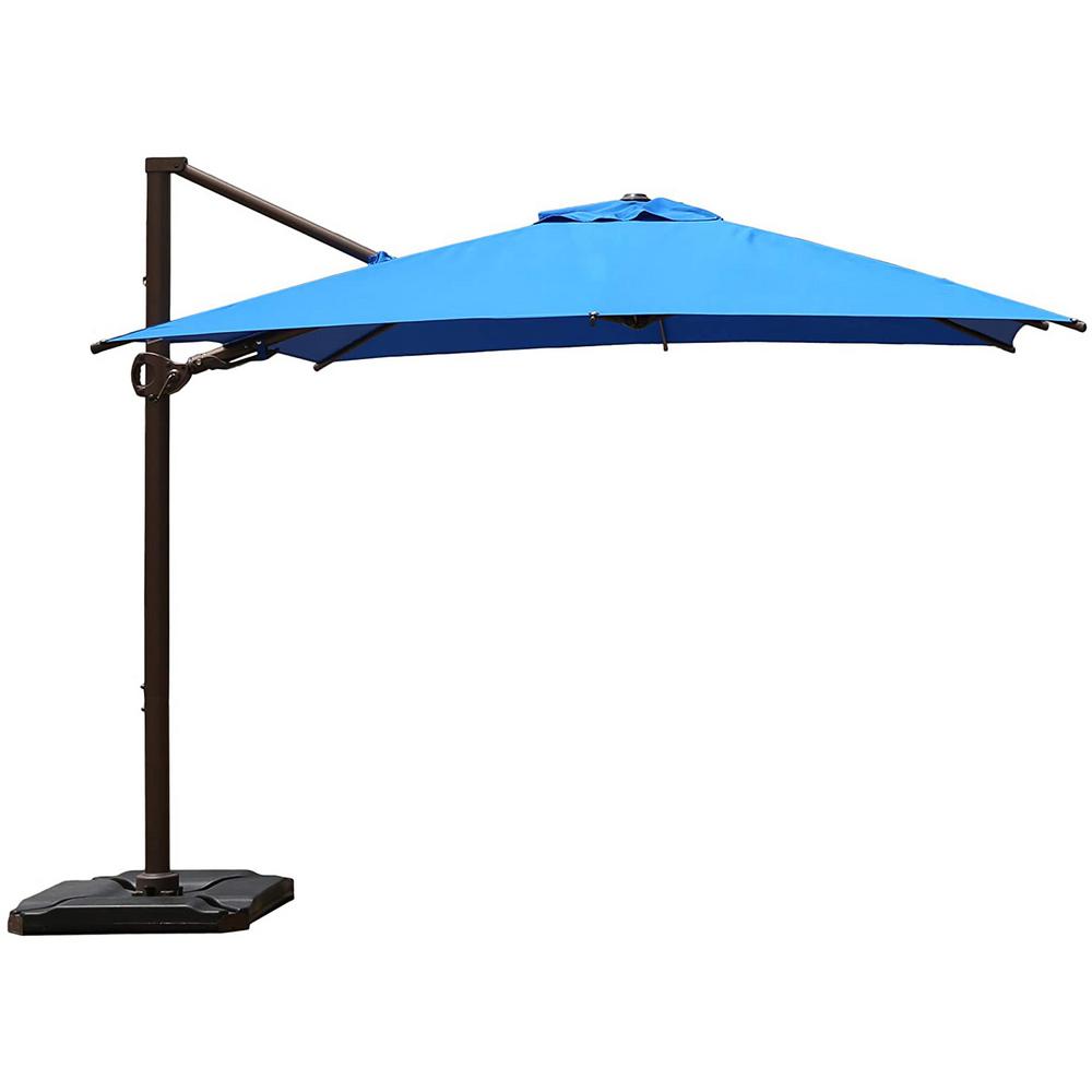 Abba Patio 10 Ft X 10 Ft 360 Degree Rotating Aluminum Cantilever Patio Umbrella With Base Weight In Blue Hdtrc33lb The Home Depot