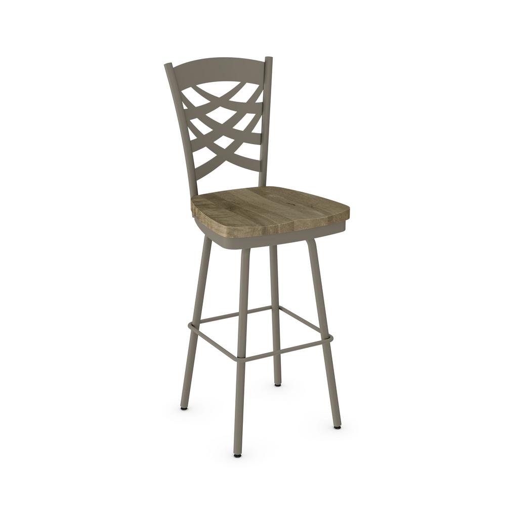Weaver 26 in. Light Grey Metal Beige Wood Counter Stool 4127726/5686