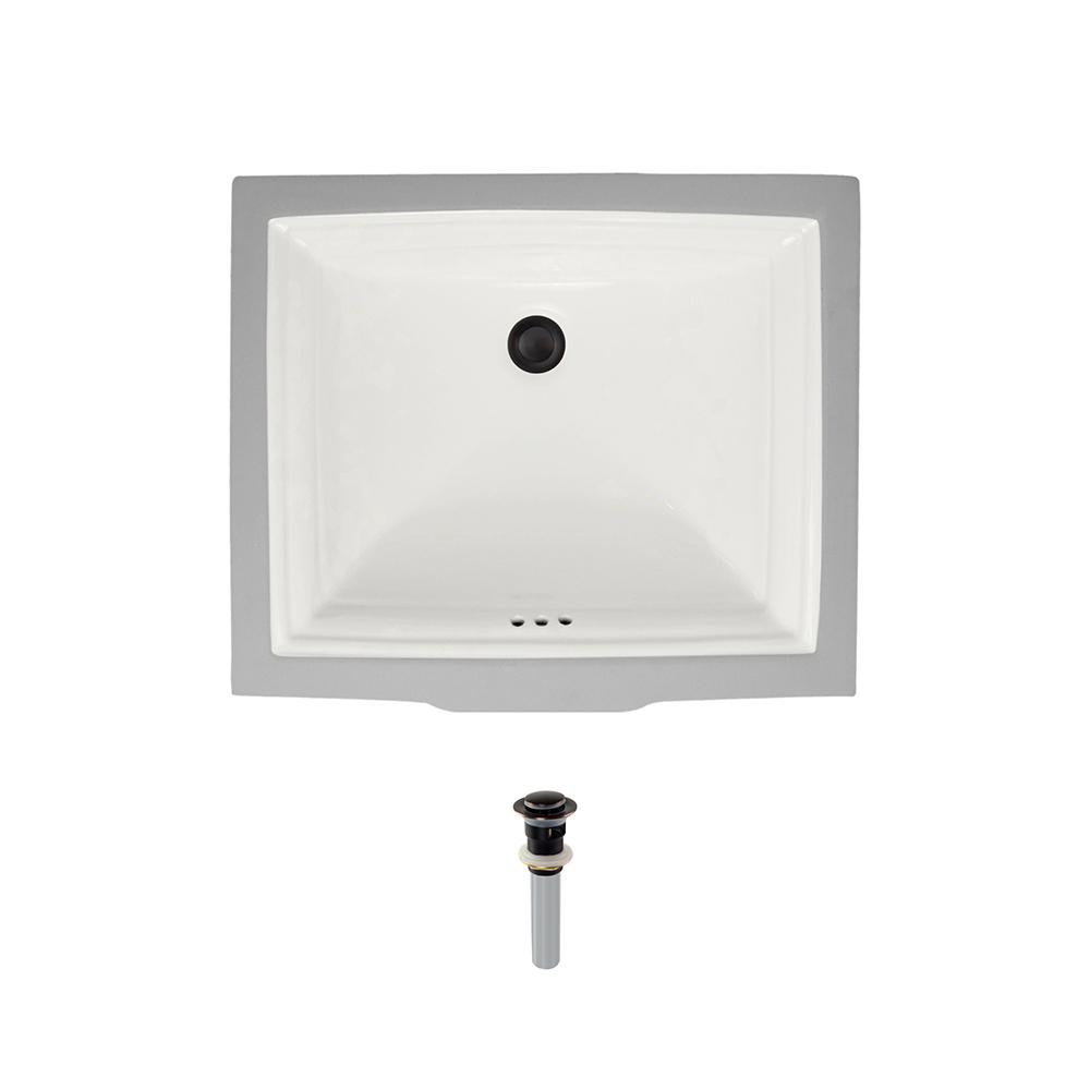MR Direct Undermount Porcelain Bathroom Sink in Bisque with PopUp