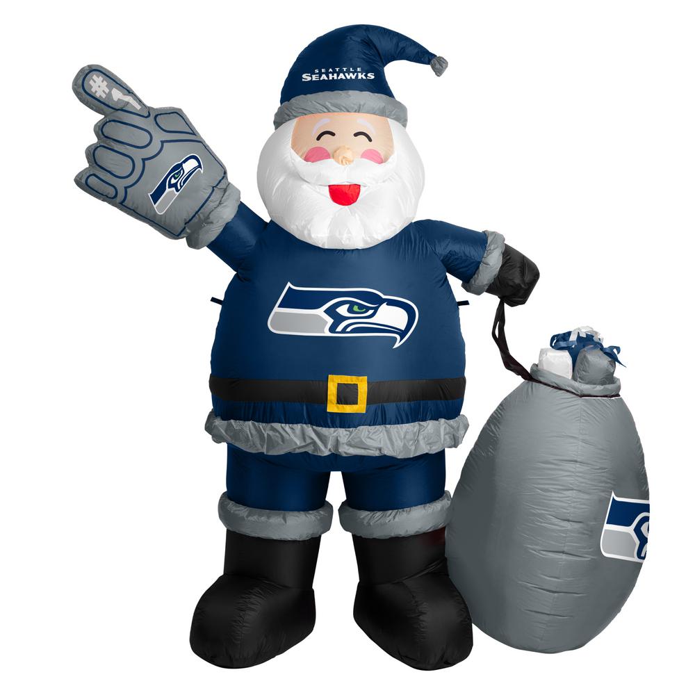 Logo Brands 7 ft. Seattle Seahawks Santa Inflatable-620297 - The Home Depot