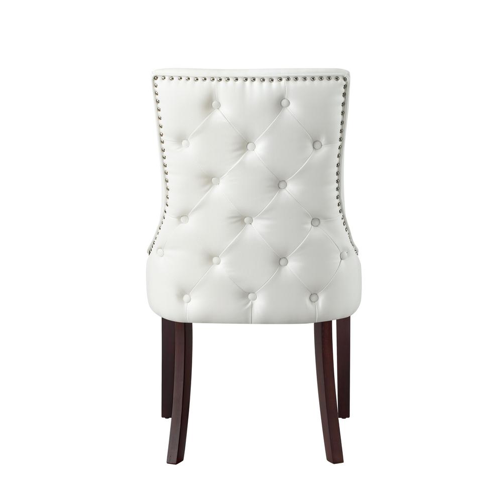 Inspired Home Piper White Chrome Pu Leather Nailhead Armless Inspired Home Piper White Chrome Pu Leather Nailhead Armless