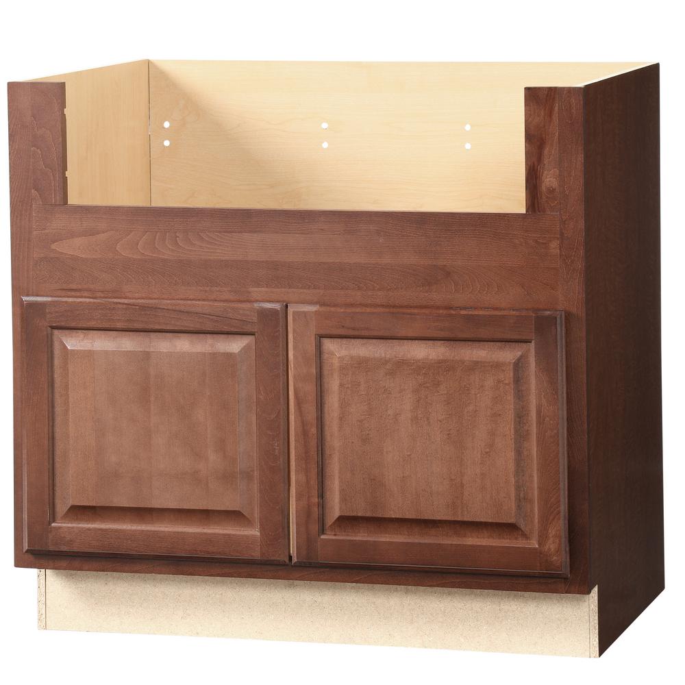 Hampton Bay Hampton Assembled 36x34 5x24 In Farmhouse Apron Front Sink Base Kitchen Cabinet In Cognac