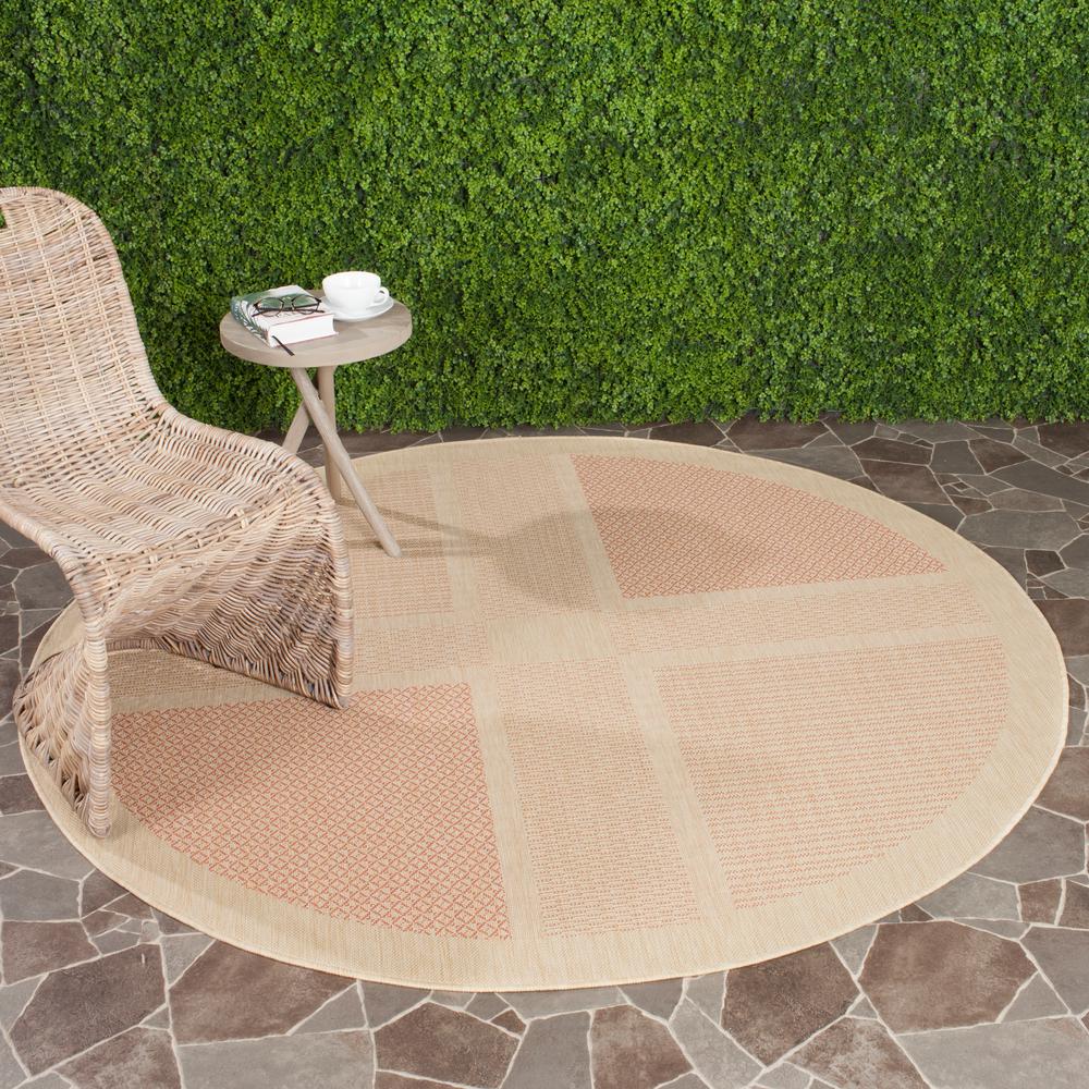 Safavieh Courtyard Terracotta/Natural 6 ft. 7 in. x 6 ft. 7 in. Indoor