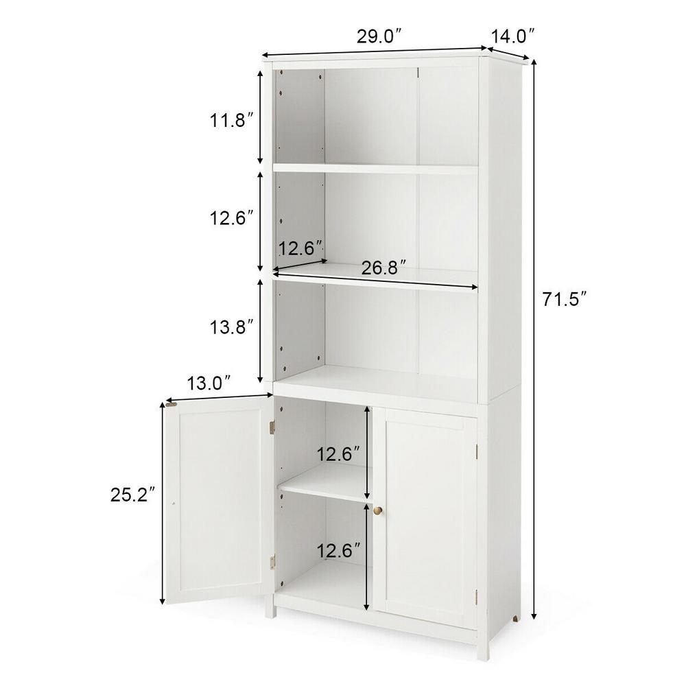 Costway Bookcase Shelving Storage Wooden Cabinet Unit