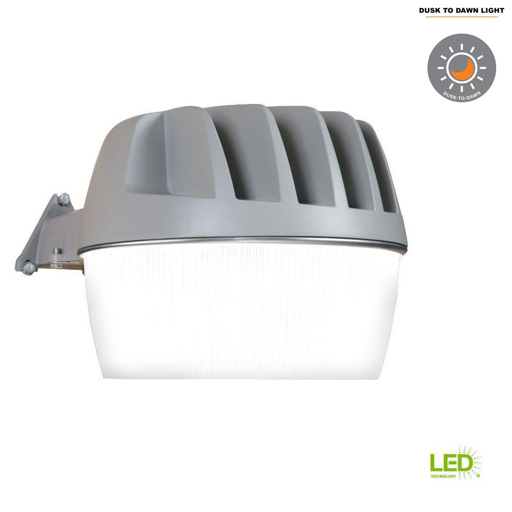 Dusk To Dawn Area Lights Commercial Lighting The Home Depot Gray Outdoor Integrated Led Area Dusk To Dawn Security Light