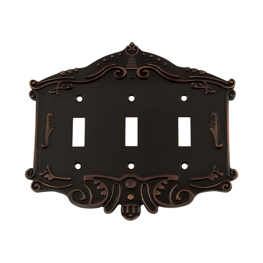 Nostalgic Warehouse Victorian Switch Plate with Triple Toggle in Timeless Bronze by Nostalgic Warehouse