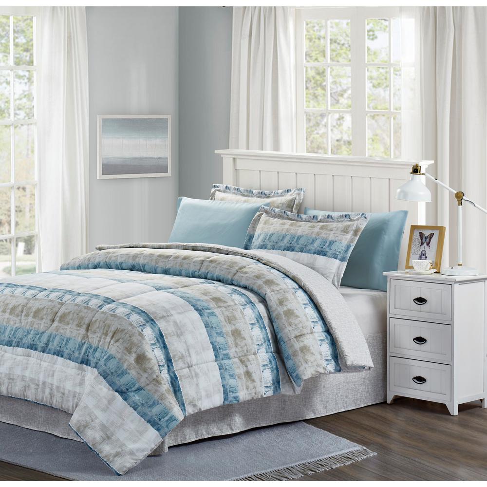 Brown Grey Raphael Steel Queen 8 Piece Bed In Bag Set