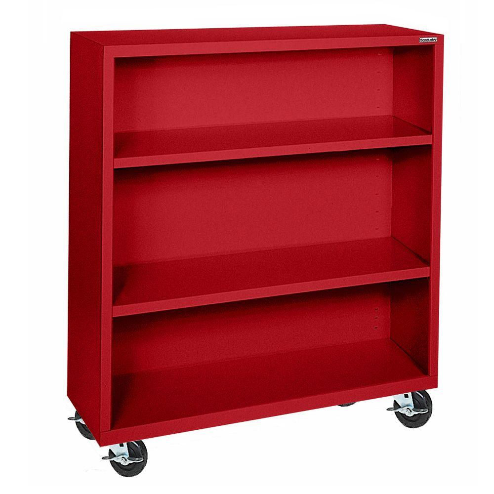 Sandusky Red Mobile Steel Bookcase-BM20361842-01 - The Home Depot