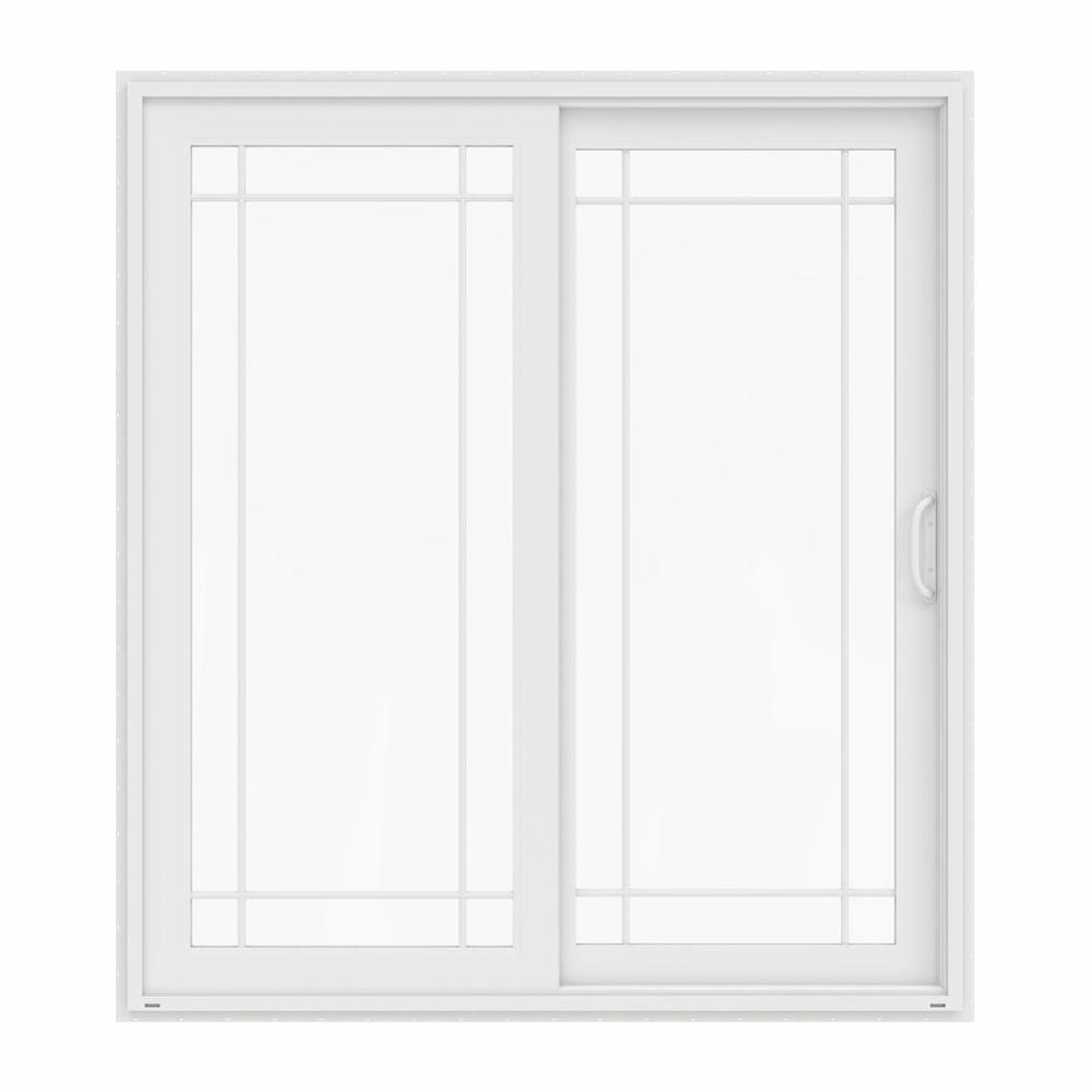 JELDWEN 72 in. x 80 in. V4500 White Vinyl RightHand 9 Lite Sliding