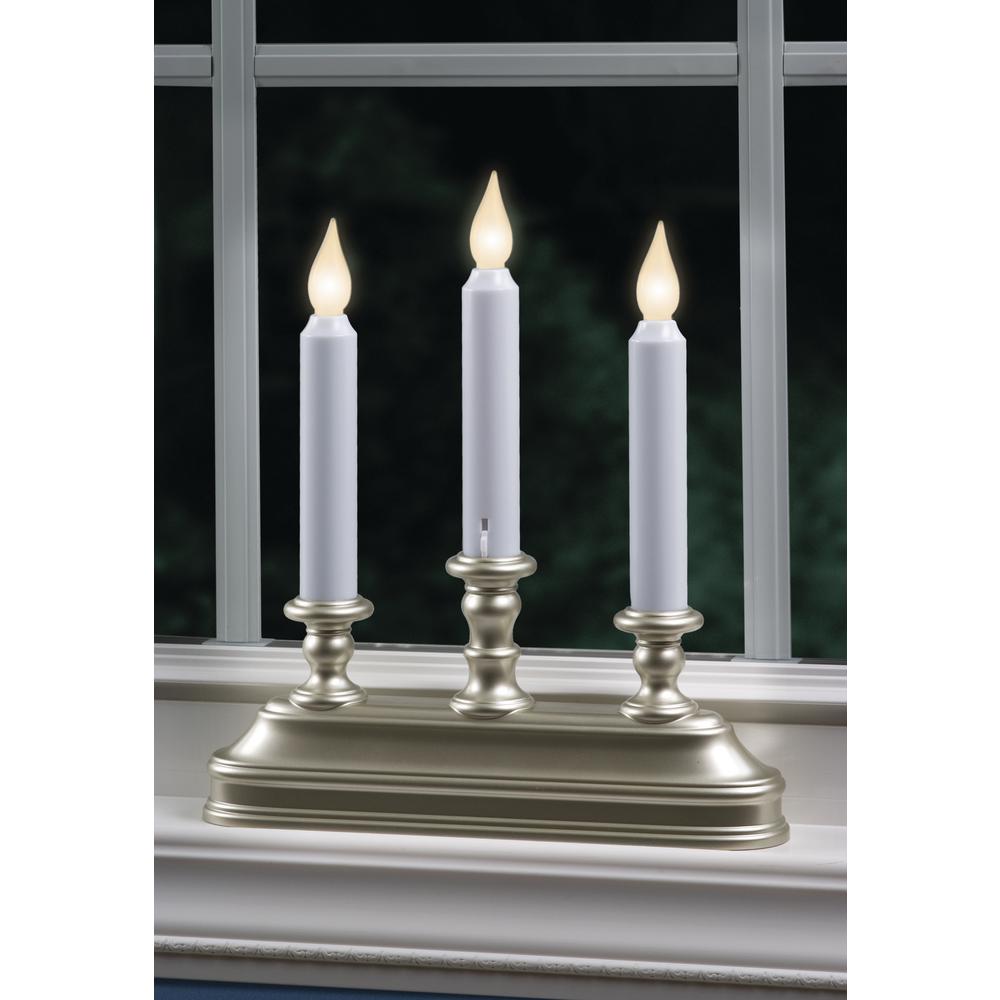 Xodus Innovations 10 25 In Warm White Led Battery Operated Candle Warm White Led Battery Operated Candle With Pewter Candelabra