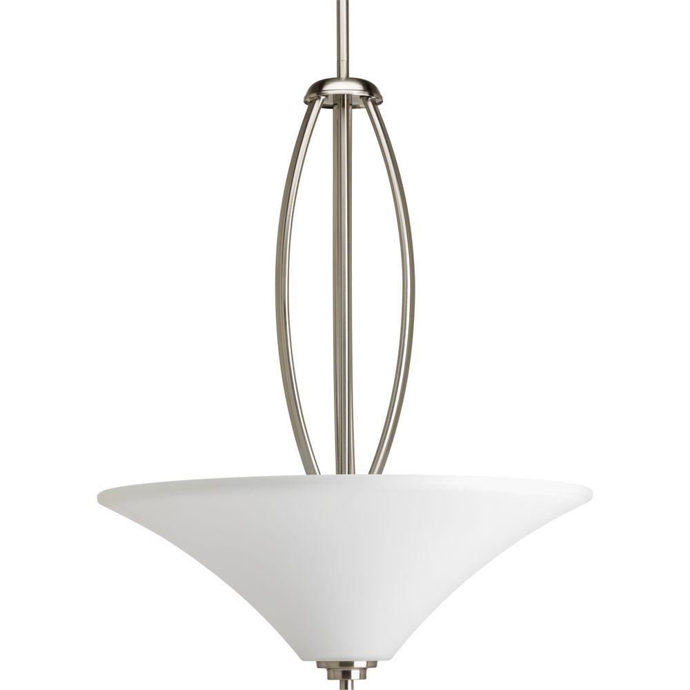 Progress Lighting Joy Collection 3 Light Brushed Nickel Foyer Progress Lighting Joy Collection 3 Light Brushed Nickel Foyer Pendant With Etched Gl