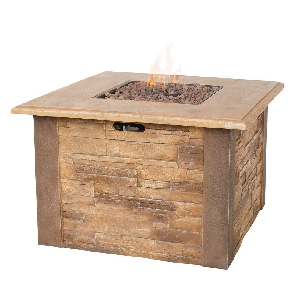 UniFlame Faux 36 in. x 36 in. Stacked Stone Propane Gas 