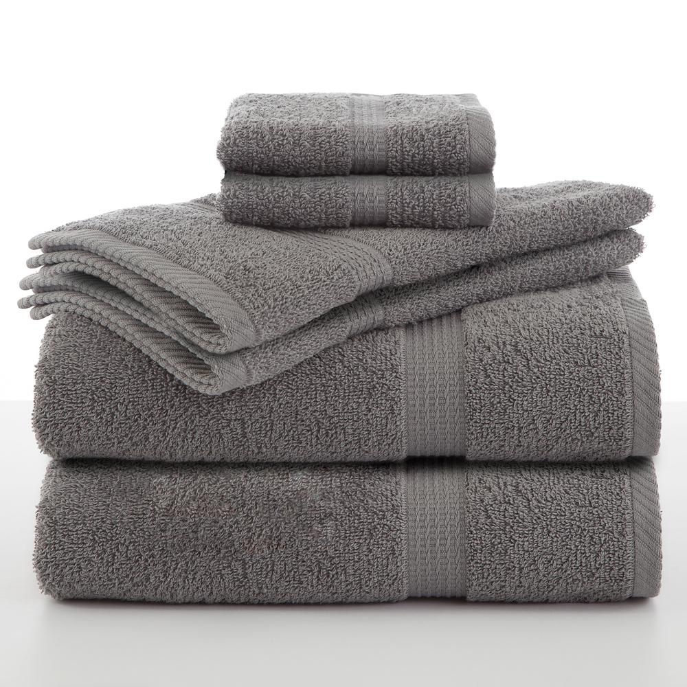 Utica Essentials 6Piece Monument Grey Solid Bath Towel