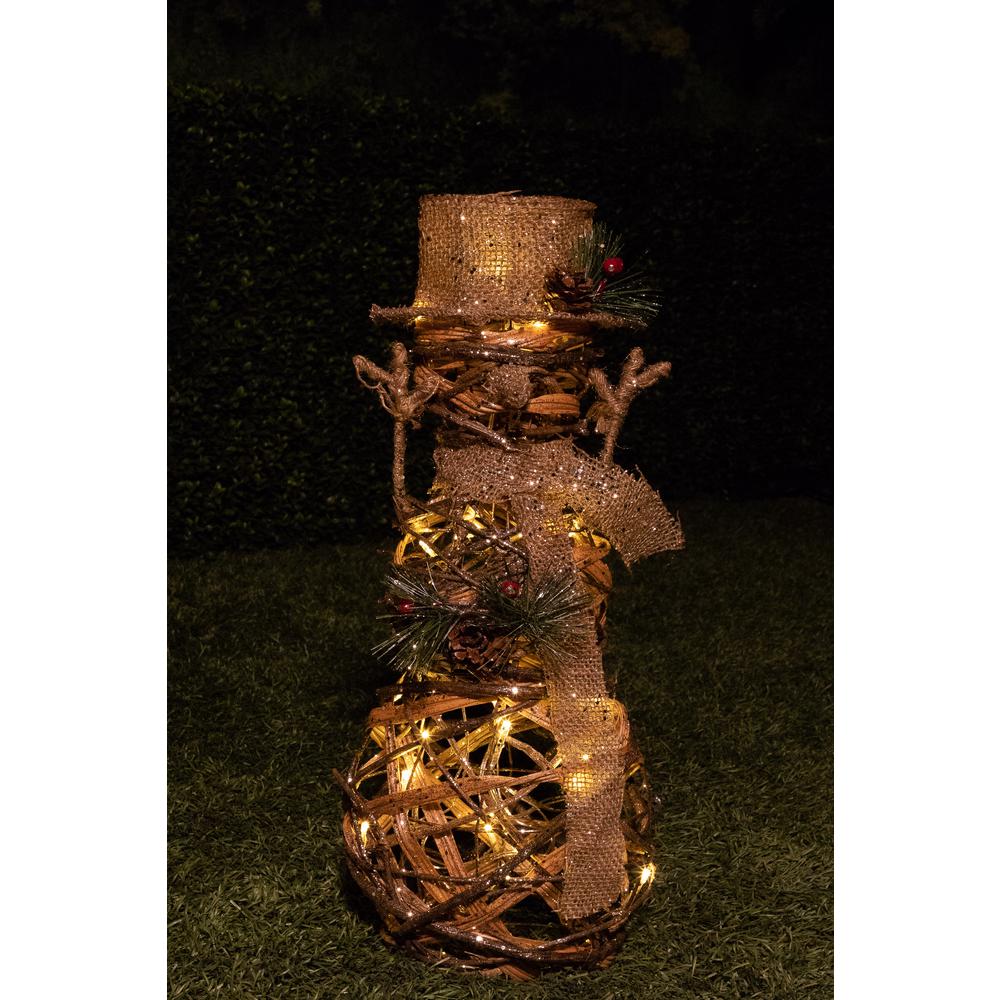 Alpine 19 in. Rattan Snowman with 20 Warm White LED LightsCIM156HH