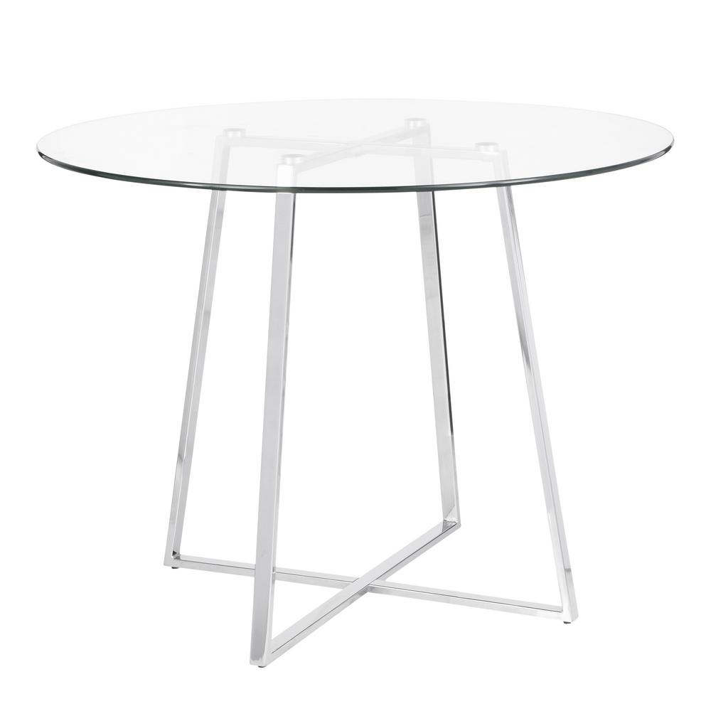 Lumisource Cosmo Round Dining Table In Chrome With Clear Lumisource Cosmo Round Dining Table In Chrome With Clear