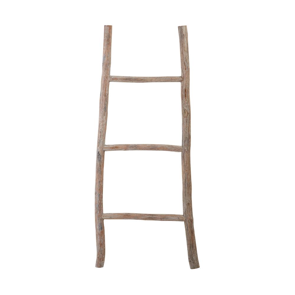 An Lighting 17 In X 39 White Washed Wood Decorative Ladder White Washed Wood Decorative Ladder