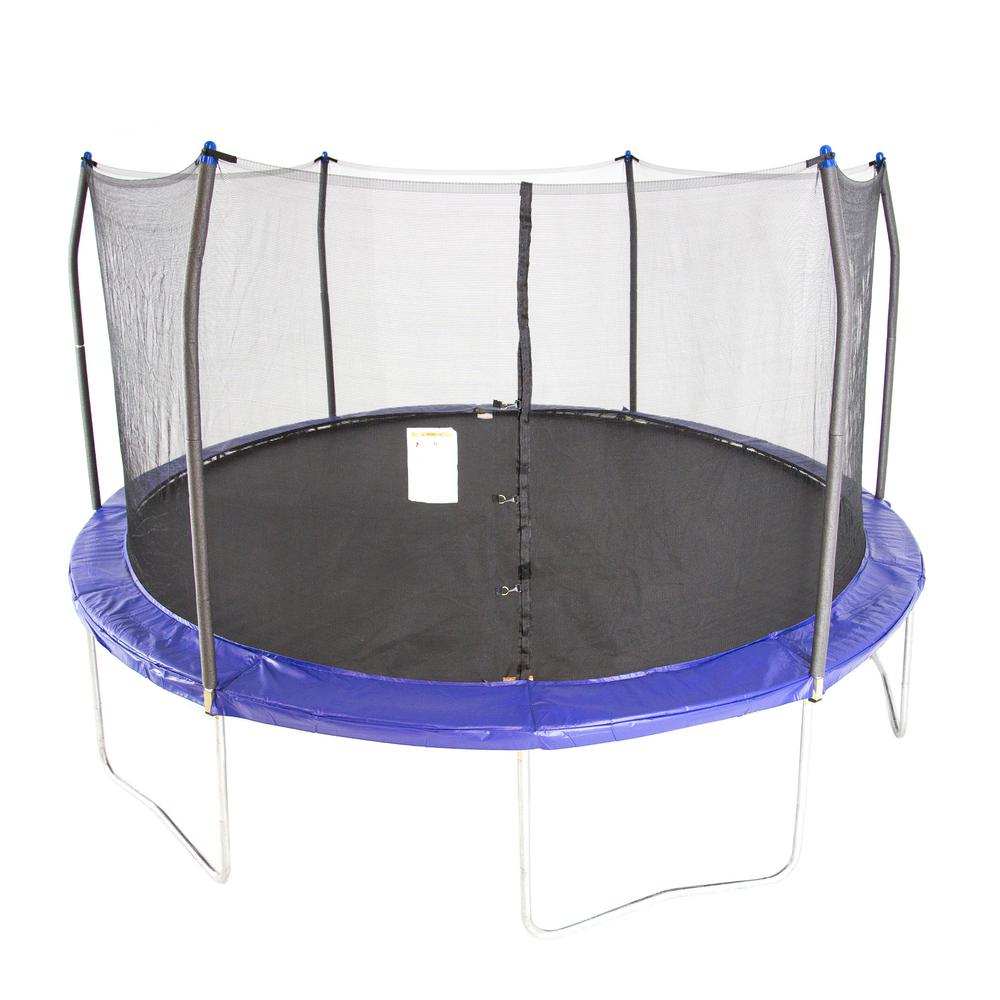 Unbranded Skywalker Trampolines 15 Ft Round Trampoline With Enclosure In Blue Swtc1500 The Home Depot