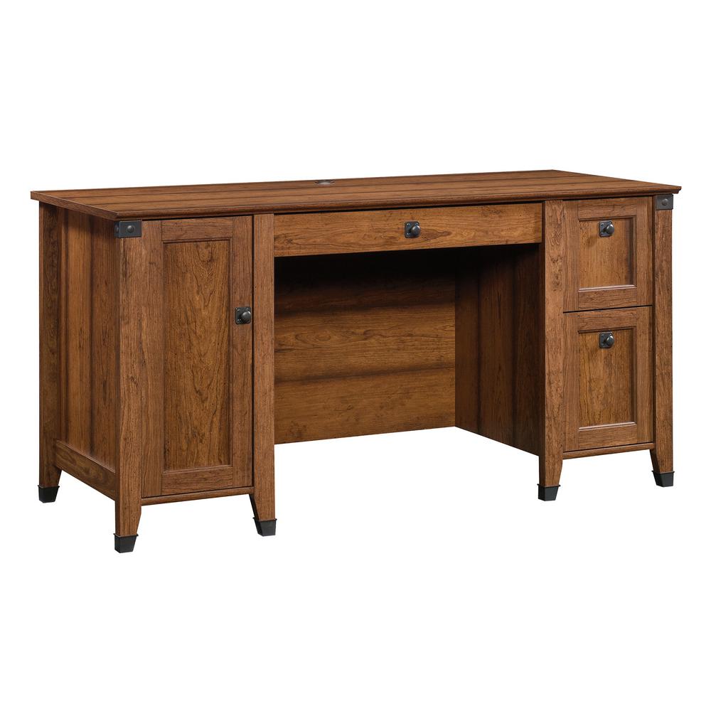 Sauder Carson Forge Washington Cherry Computer Desk 422032 The