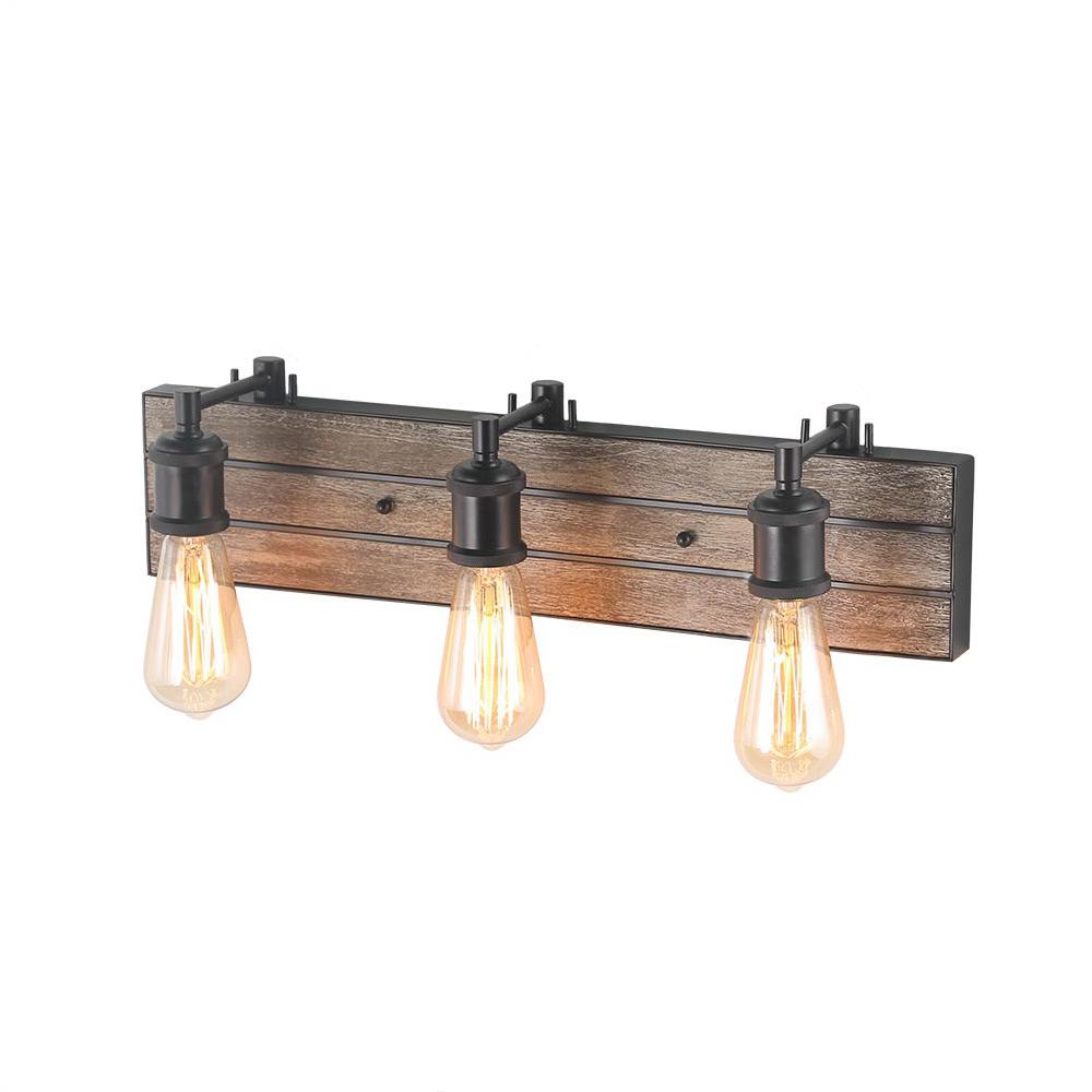 Lnc 3 Light Bronze Wood Wall Sconce