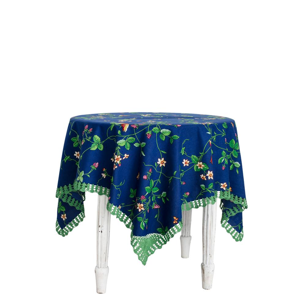 Strawberry Fields 54 X Blue Square Tablecloth