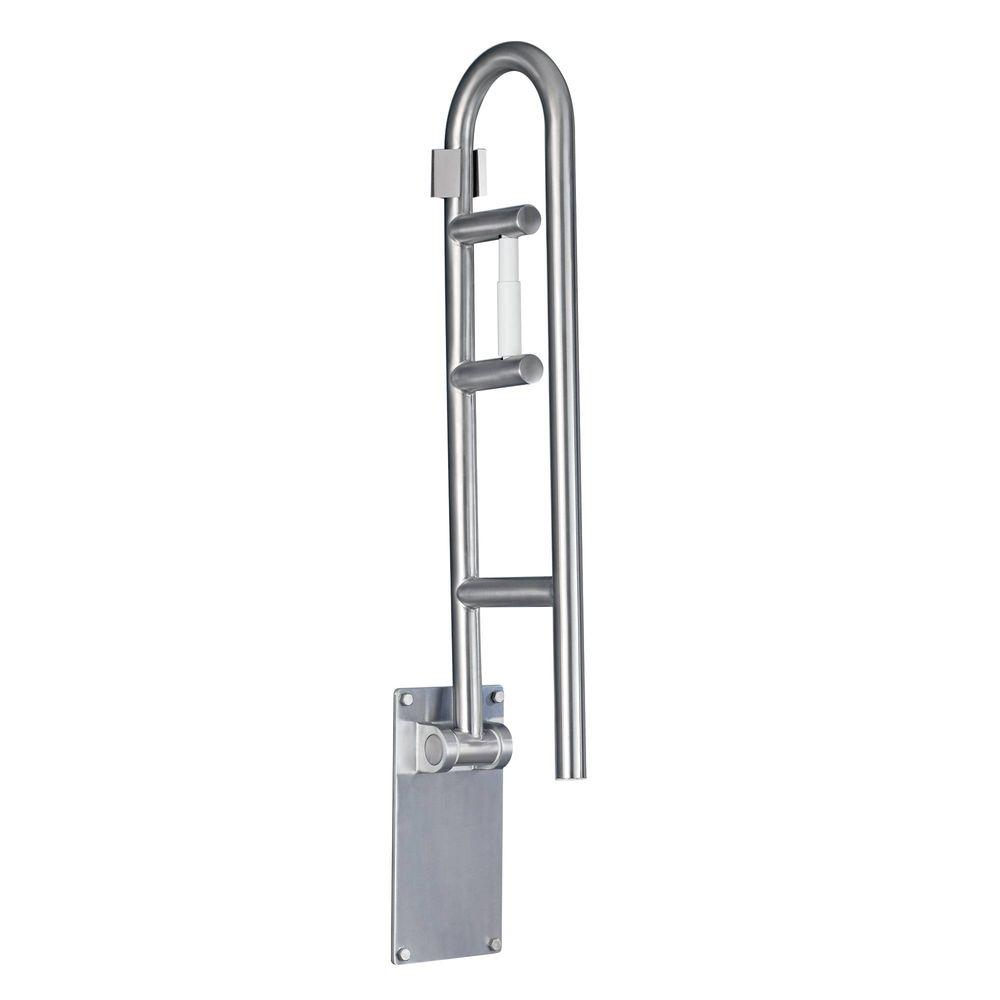 Moen 30 In X 1 1 4 In Flip Up Screw Grab Bar With Paper Holder In Peened Stainless Steel R8962fd The Home Depot