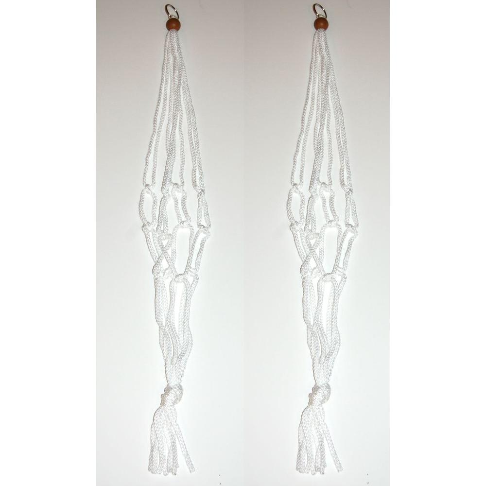 Primitive Planters 36 in. Polypropylene White Macrame Plant Hangers (2Pack)2572 The Home Depot