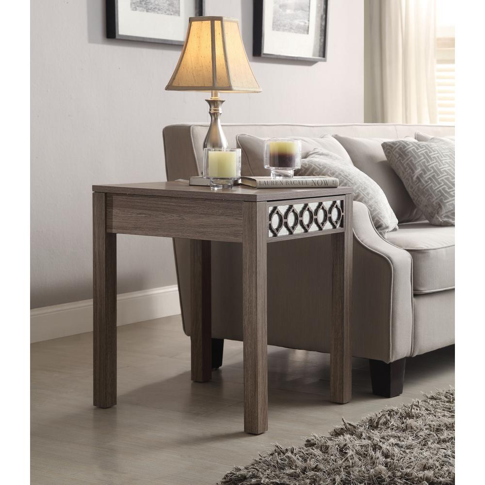 Osp Designs Helena Greco Oak End Table With Mirror Accent Panel Osp Designs Helena Greco Oak End Table With Mirror Accent Panel