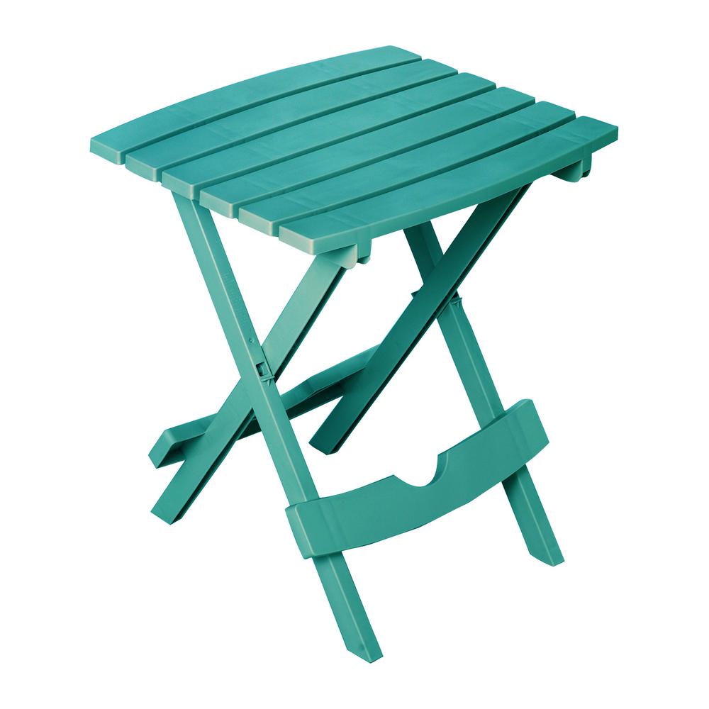 Adams Manufacturing Quik Fold Teal Resin Plastic Outdoor Side Table 8510 94 3902 The Home Depot