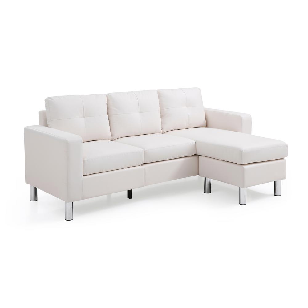 White Small E Convertible Sectional Sofa 73030 40wh The Home Depot White Small E Convertible Sectional Sofa