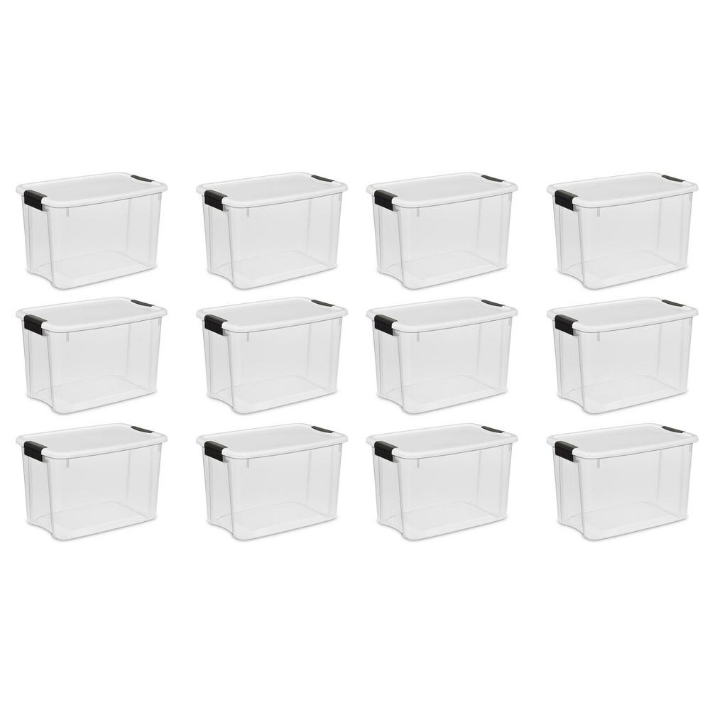 white plastic storage boxes with lids