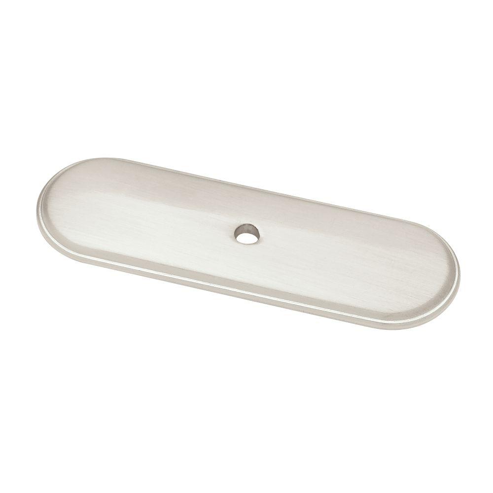 Liberty 3 In Satin Nickel Raised Oval Cabinet Knob Backplate