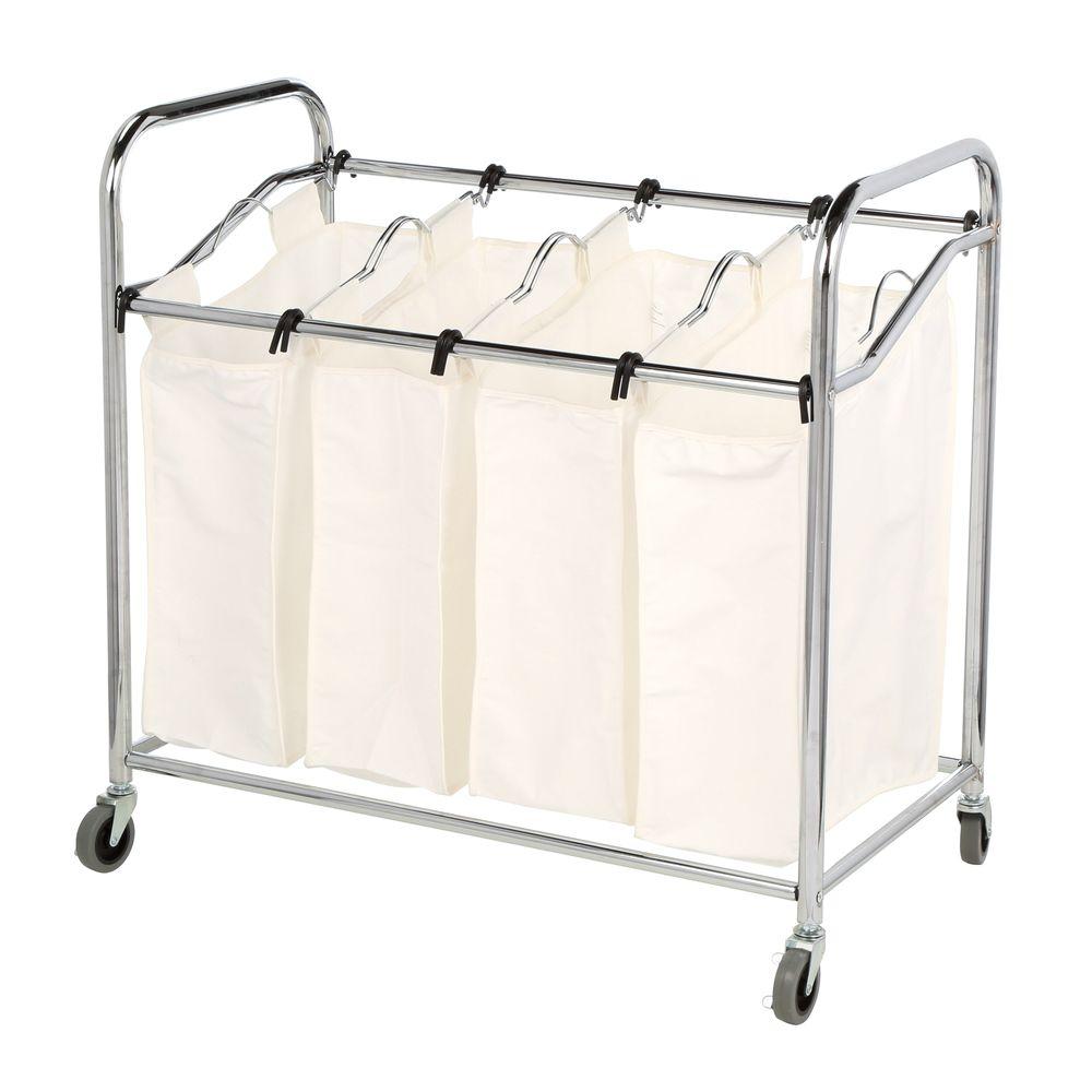 Whitmor Chrome Laundry Collection 36 In X 33 And Canvas 4 Section Sorter