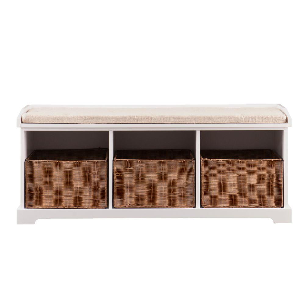 Southern Enterprises Gilbert White Storage Bench Hd862118 The Home Southern Enterprises Gilbert White Storage Bench