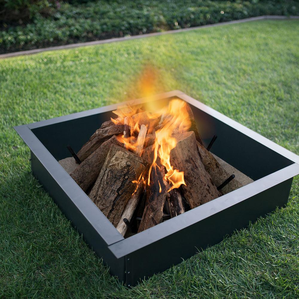 Blue Sky Outdoor Living 36 In X 10 In Square Steel Wood Fire Pit Ring In Black Porcelain Coated Finish Pcff3636 The Home Depot