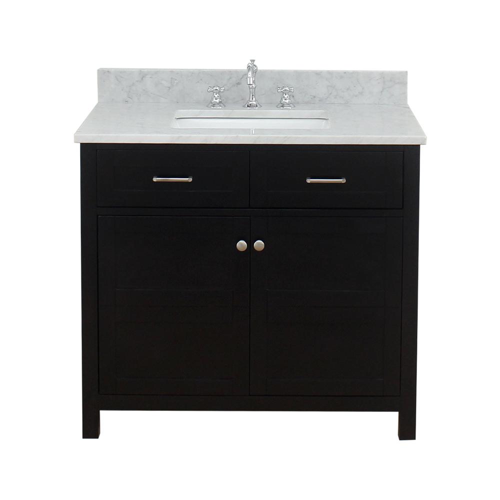 Vancouver 37 In W X 34 In H Bath Vanity In Espresso With Marble Vanity Top In White With White Basin Vfn37es The Home Depot