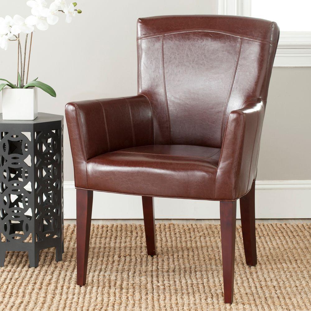 Home Decorators Collection Garrison Brown Bonded Leather Arm Chair
